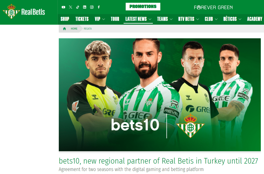 Bets10 - Real Betis Sponsorship