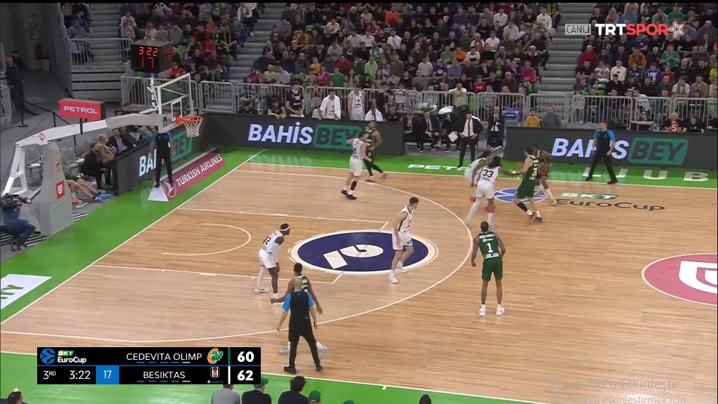 TRT Spors betting ads on Beşiktaş Fibabanka and Cedevita Olimpija game