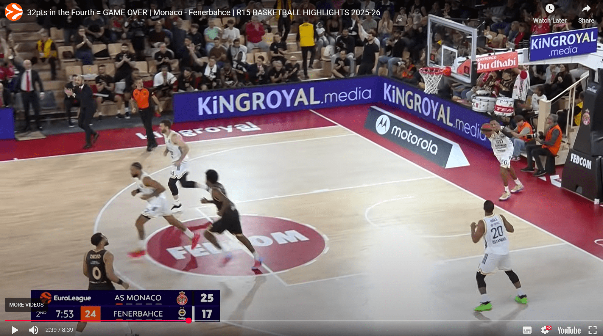 Monaco vs. Fenerbahçe Beko EuroLeague match